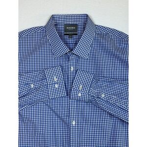 BONOBOS Mens Wrinkle Free Standard Fit Blue Gingham Dress Shirt 20x39‎ 3XL